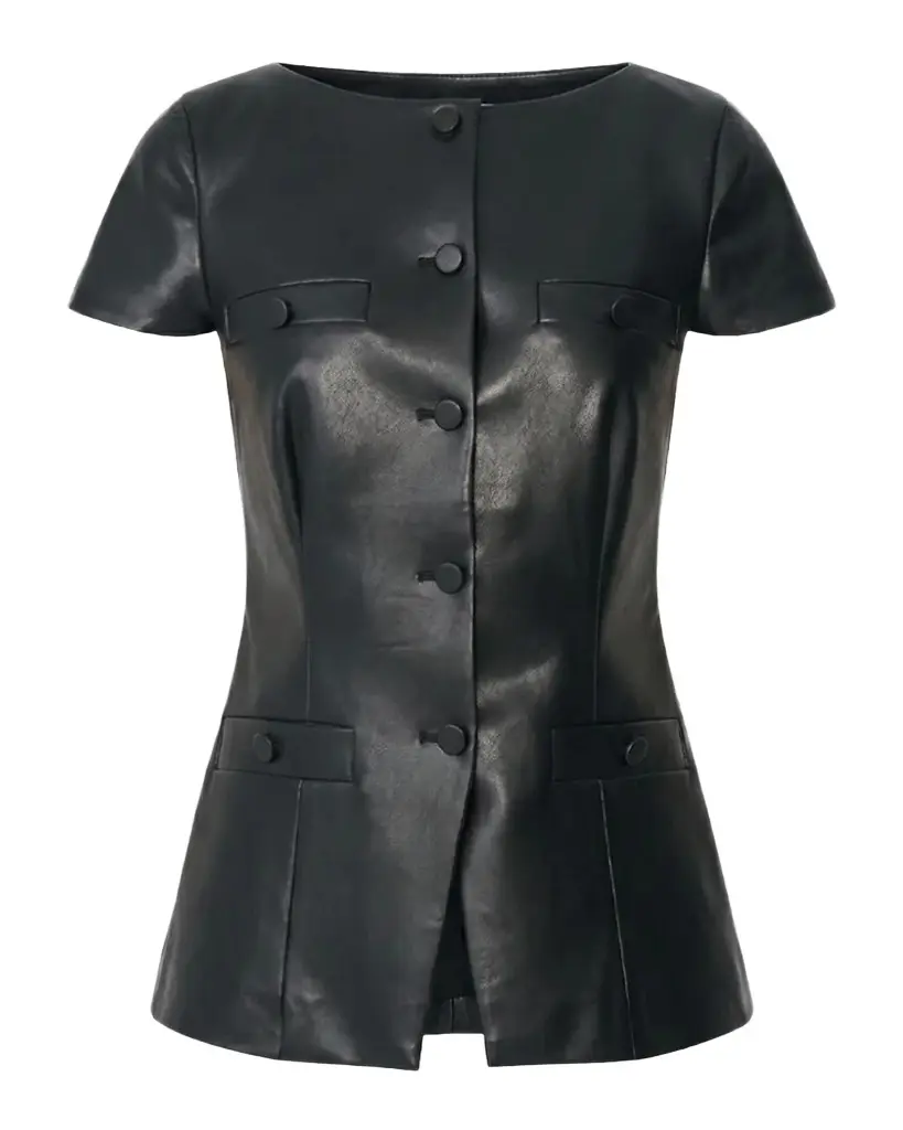 Toccin Ilya Bateau-Neck Vegan Leather Vest | Image 1 Toccin Ilya Bateau-Neck Vegan Leather Vest | Image 1