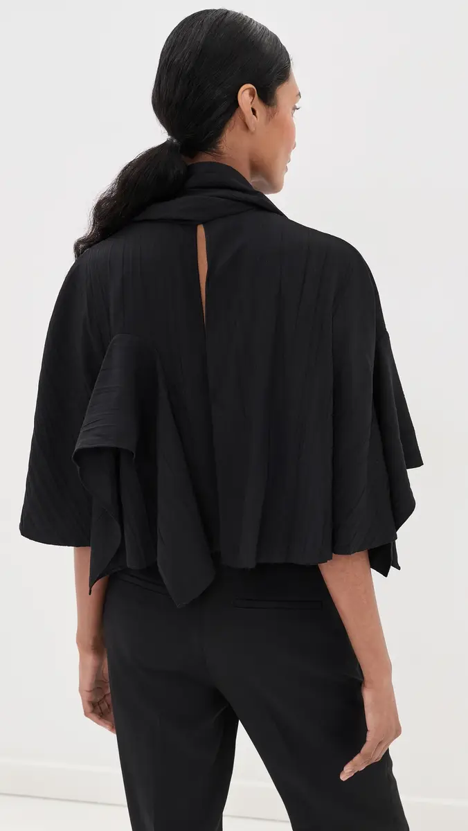 Tibi Creased Acetate Drape Cape Tie Top | Thumbnail 3 Tibi Creased Acetate Drape Cape Tie Top | Thumbnail 3
