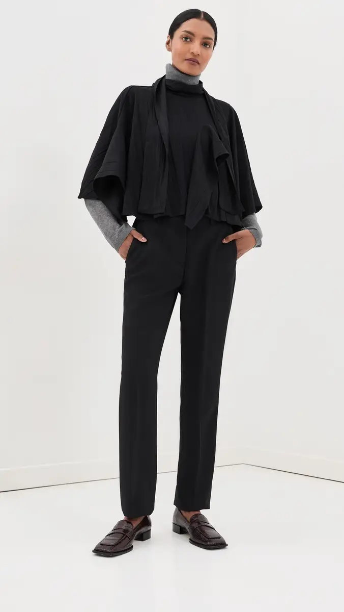 Tibi Creased Acetate Drape Cape Tie Top | Thumbnail 5 Tibi Creased Acetate Drape Cape Tie Top | Thumbnail 5