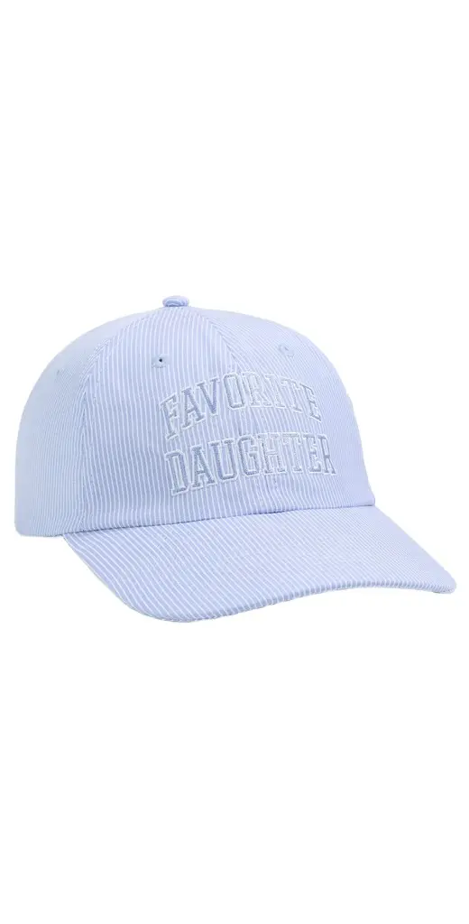 Favorite Daughter Stripe Logo Baseball Cap Blue/ White Stripe One Size | Image 1 Favorite Daughter Stripe Logo Baseball Cap Blue/ White Stripe One Size | Image 1