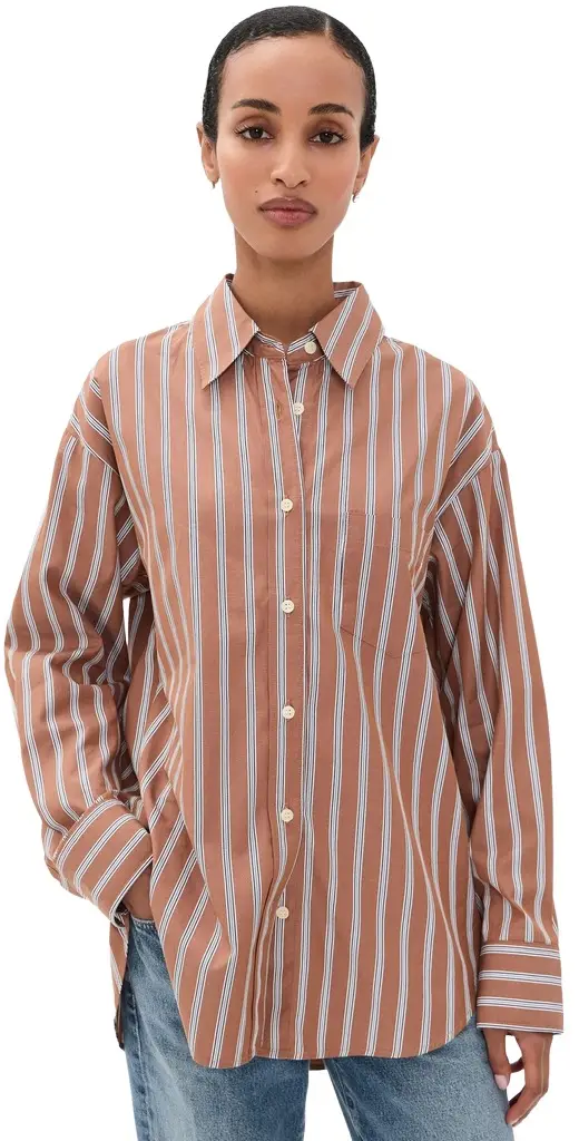 Citizens of Humanity Thea Boyfriend Shirt Copper tripe | Image 1 Citizens of Humanity Thea Boyfriend Shirt Copper tripe | Image 1
