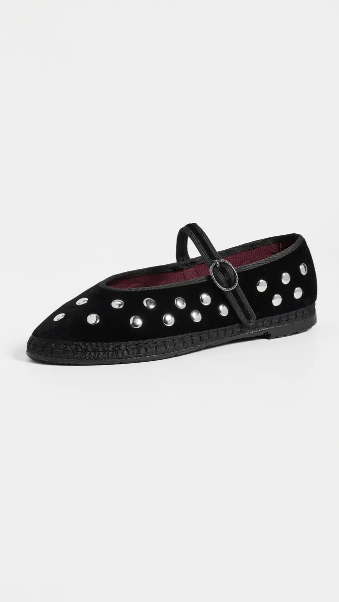 Flabelus Mae Studded Velvet Mary Jane Flats | Thumbnail 2 Flabelus Mae Studded Velvet Mary Jane Flats | Thumbnail 2