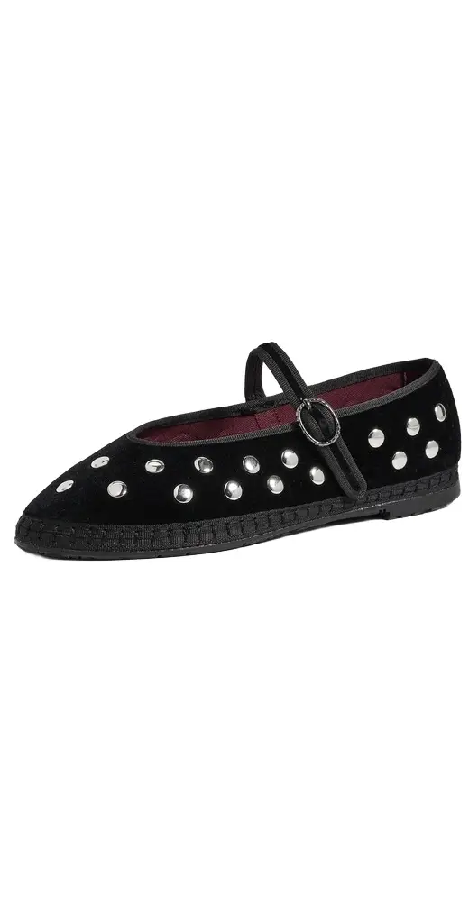 Flabelus Mae Silver Black Mary Jane Flats | Image 1 Flabelus Mae Silver Black Mary Jane Flats | Image 1
