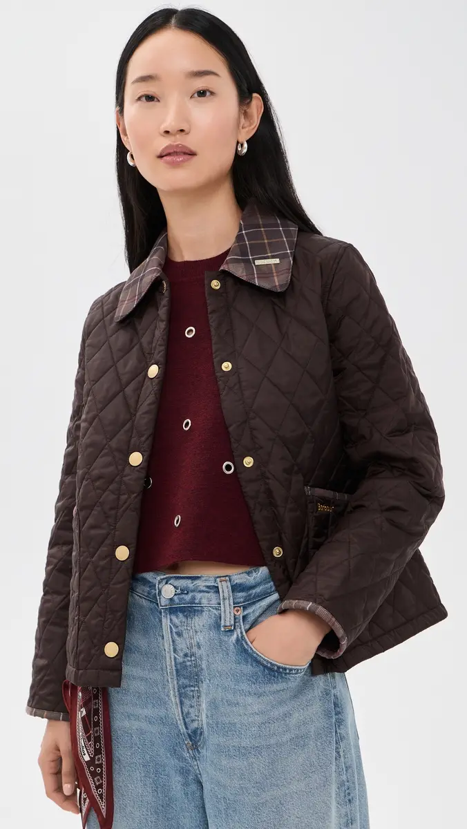 Barbour Icons Tartan Collar Cropped Liddesdale Quilted Jacket | Thumbnail 2