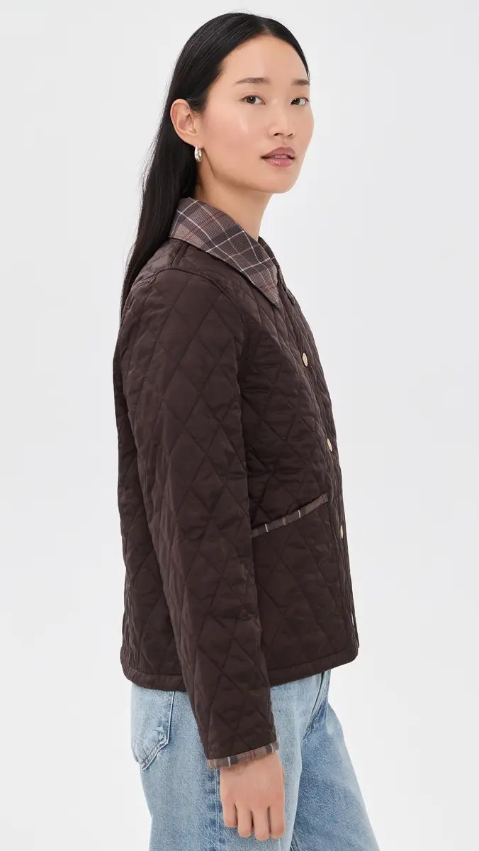 Barbour Icons Tartan Collar Cropped Liddesdale Quilted Jacket | Thumbnail 4