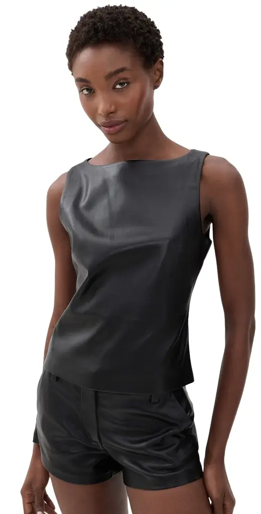 Joe's Jeans The Vegan Leather Boat Neck Tank Black | Image 1 Joe's Jeans The Vegan Leather Boat Neck Tank Black | Image 1