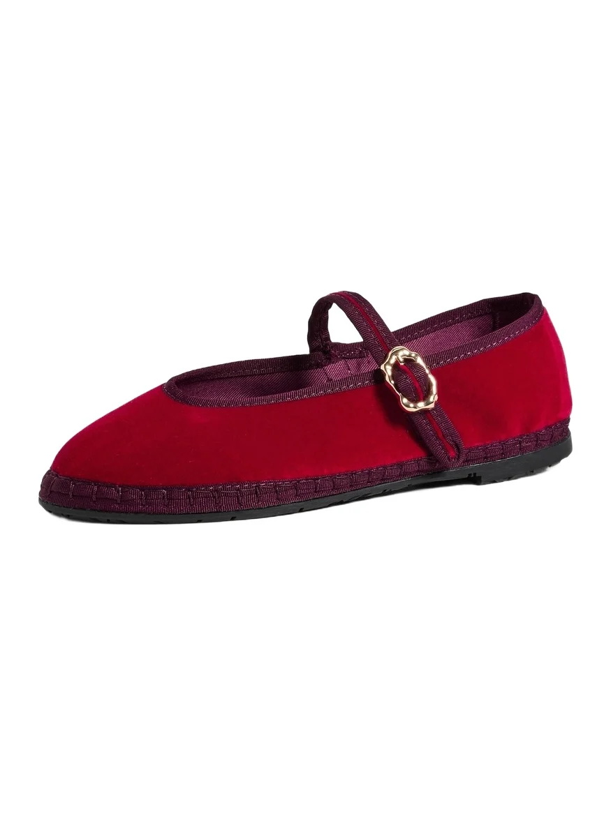 Flabelus Pierre Velvet Mary Jane Flats