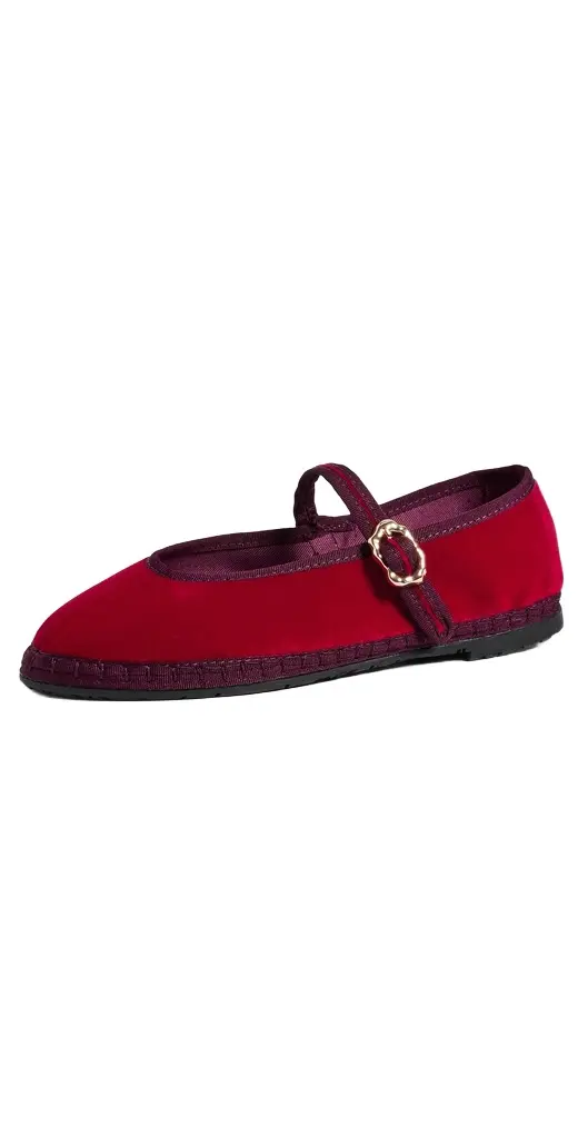 Flabelus Pierre Velvet Mary Jane Flats