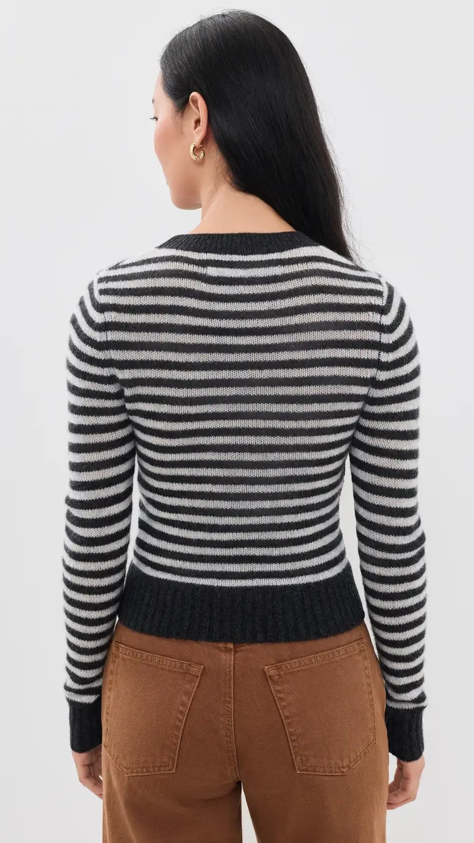 ENZA COSTA Cashmere Shrunken Crew in Classic Stripe Classic Stripe | Thumbnail 3 ENZA COSTA Cashmere Shrunken Crew in Classic Stripe Classic Stripe | Thumbnail 3