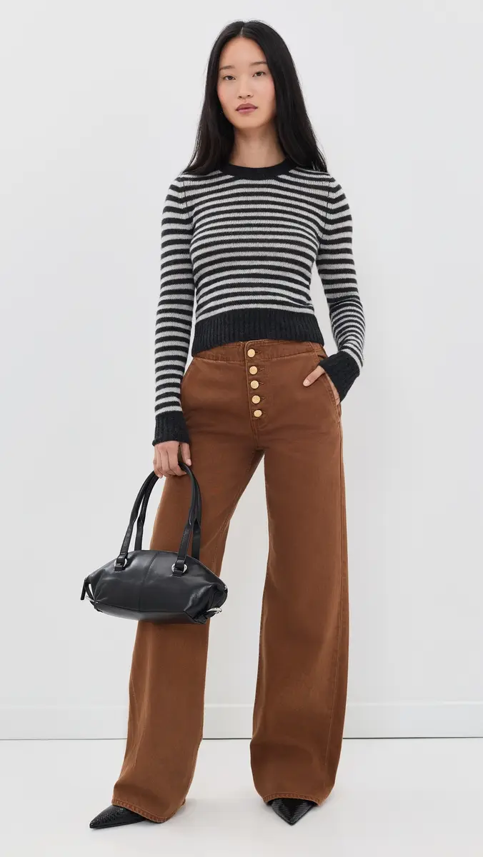 ENZA COSTA Cashmere Shrunken Crew in Classic Stripe Classic Stripe | Thumbnail 5 ENZA COSTA Cashmere Shrunken Crew in Classic Stripe Classic Stripe | Thumbnail 5