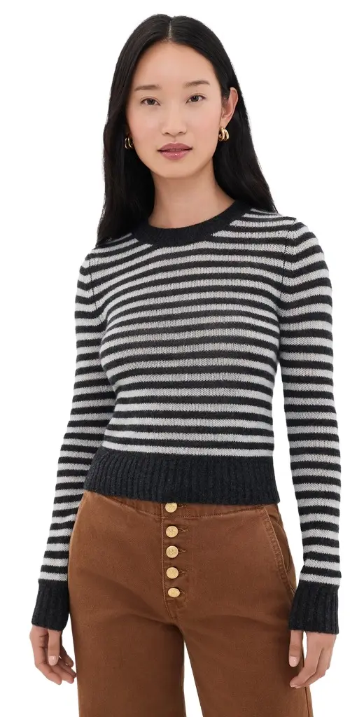 ENZA COSTA Cashmere hrunken Crew in Classic tripe Classic tripe | Image 1 ENZA COSTA Cashmere hrunken Crew in Classic tripe Classic tripe | Image 1