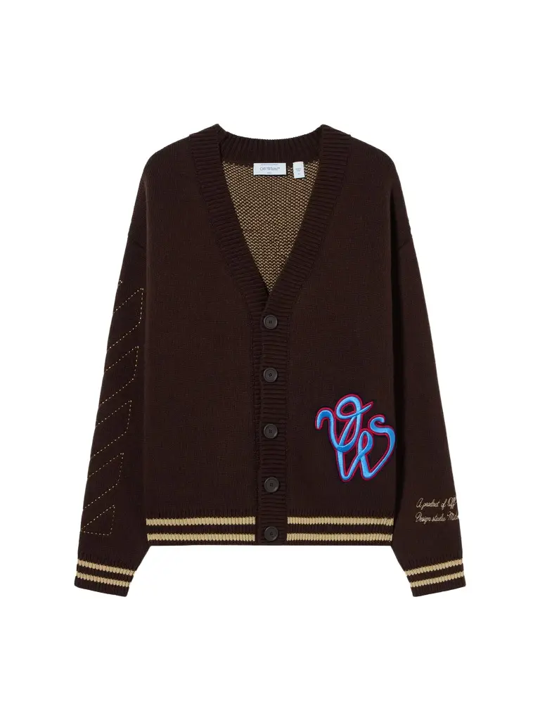 Off-White College Varsity Knit Cardigan | Image 1 Off-White College Varsity Knit Cardigan | Image 1