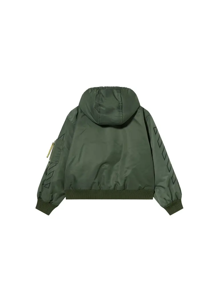 Off-White Logo Diagonal Hooded Bomber Jacket | Image 1 Off-White Logo Diagonal Hooded Bomber Jacket | Image 1
