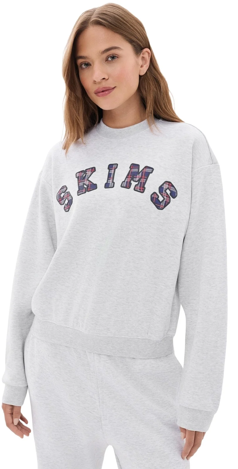 Skims Classic Crew Neck Lhg Arched Plaid