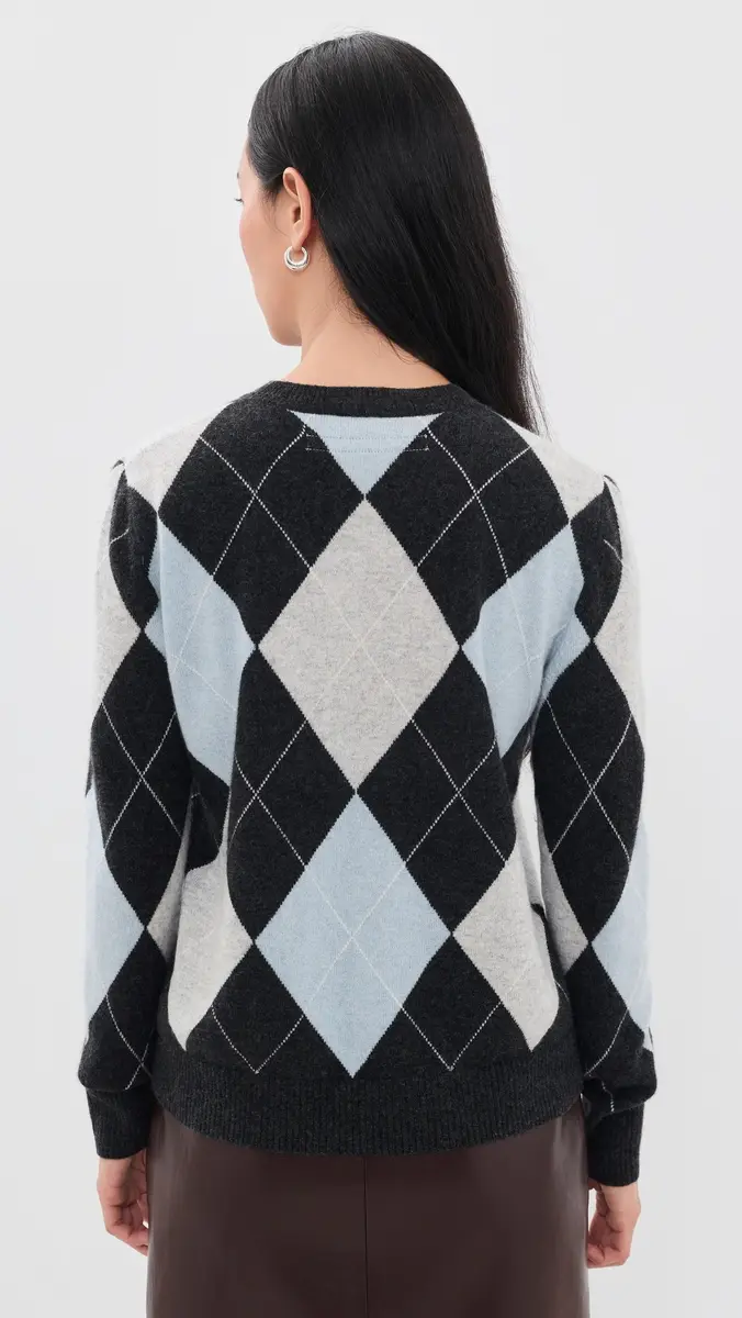 ENZA COSTA Cashmere Argyle Sweater | Thumbnail 3 ENZA COSTA Cashmere Argyle Sweater | Thumbnail 3