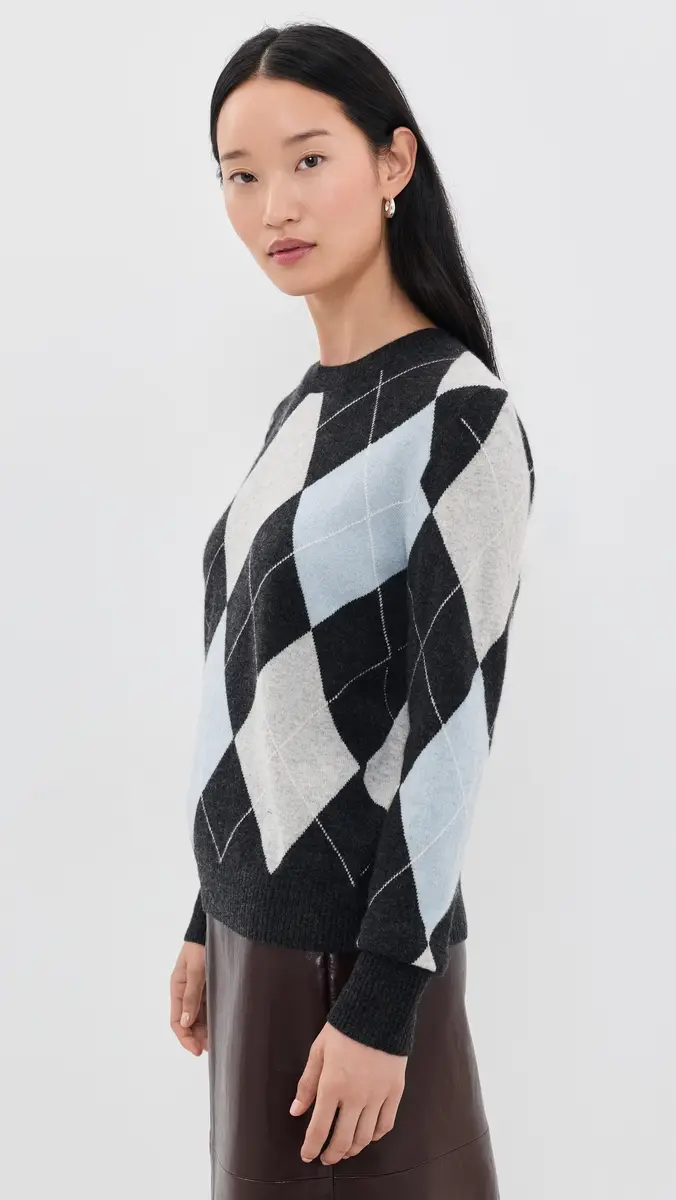 ENZA COSTA Cashmere Argyle Sweater | Thumbnail 4 ENZA COSTA Cashmere Argyle Sweater | Thumbnail 4