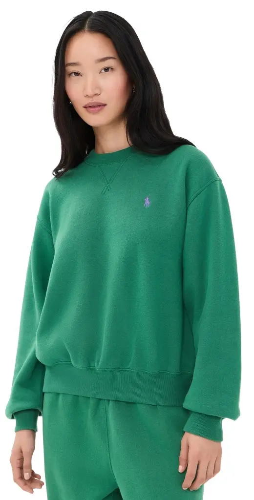 Polo Ralph Lauren Arctic Fleece Knit Crew Neck Sweatshirt Bush Green | Image 1 Polo Ralph Lauren Arctic Fleece Knit Crew Neck Sweatshirt Bush Green | Image 1