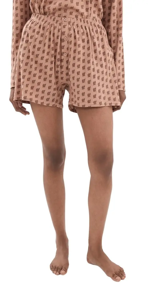 The Great. The Jersey Boxer Shorts Rose Print | Image 1 The Great. The Jersey Boxer Shorts Rose Print | Image 1