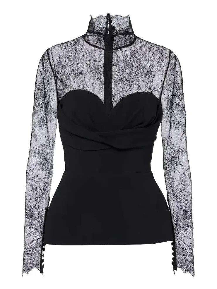 Elie Saab Lace-trimmed bustier top