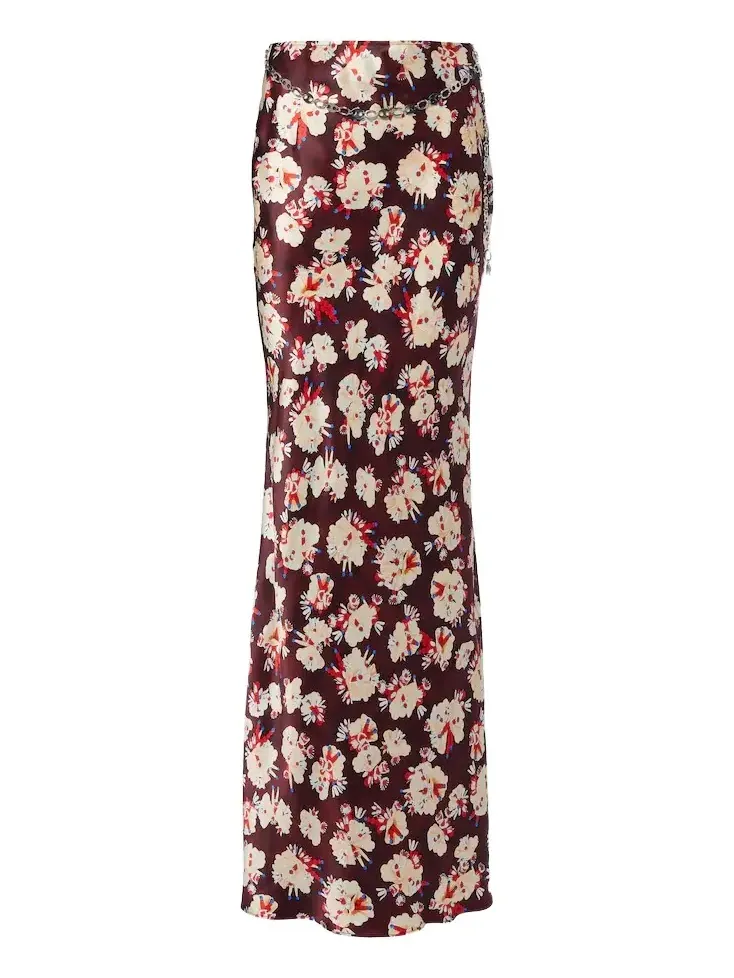 Chain-detail floral silk maxi skirt Chain-detail floral silk maxi skirt