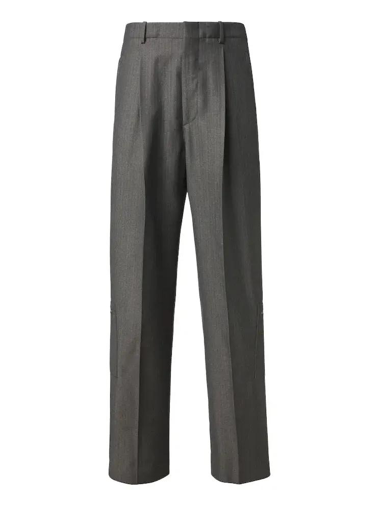 Pinstripe wool and mohair wide-leg pants