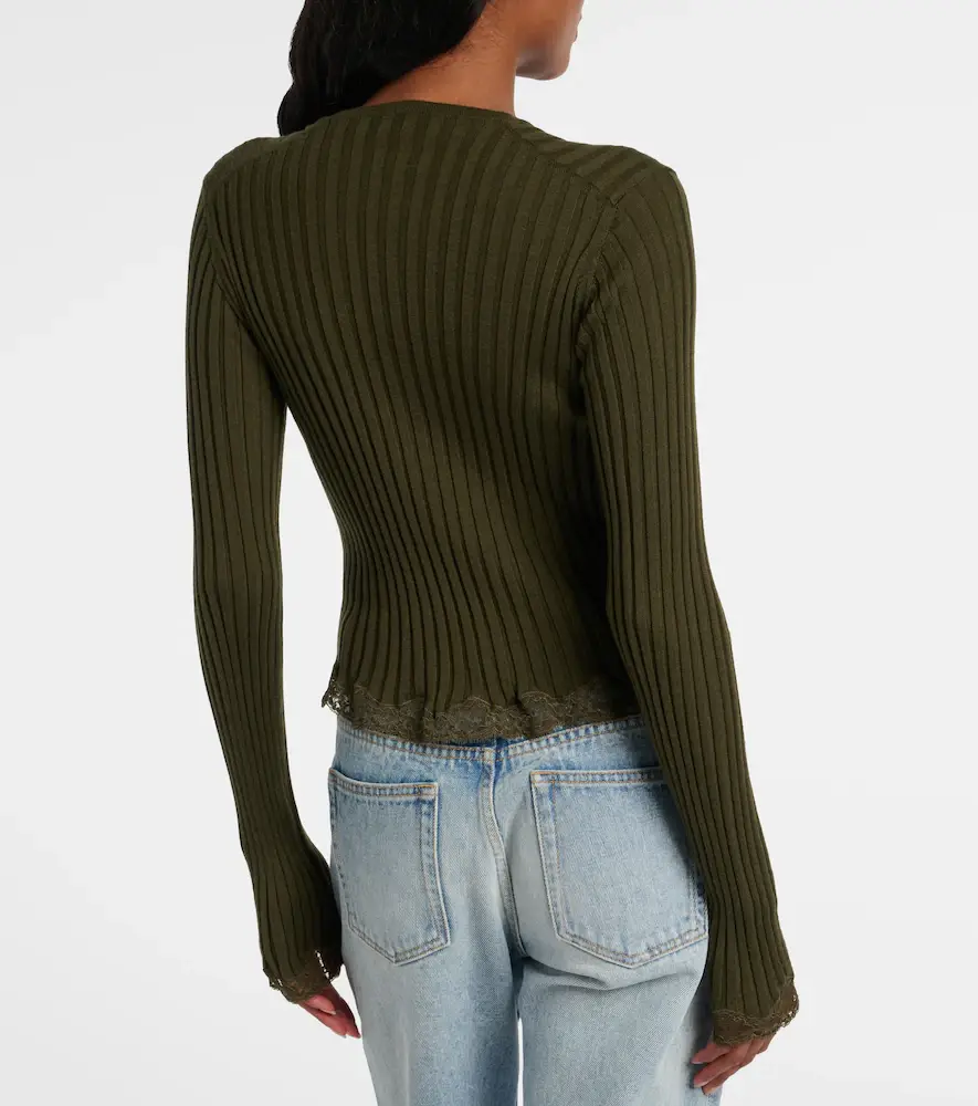 Saint Laurent Lace-trimmed wool, cashmere, and silk top | Thumbnail 5