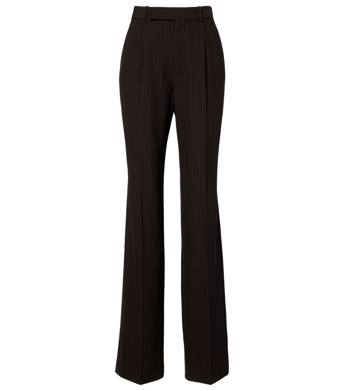Pinstripe wool-blend wide-leg pants