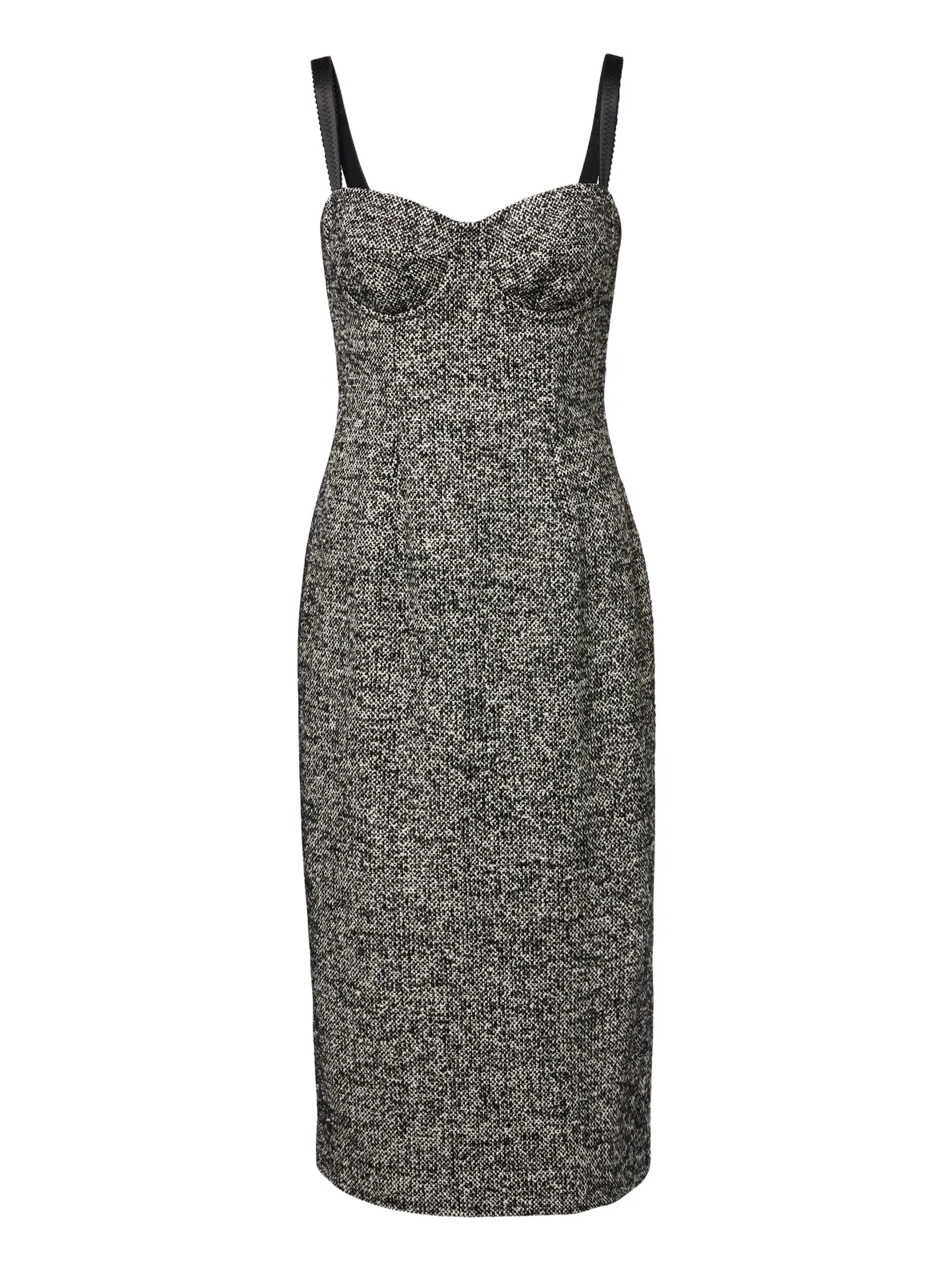 Wool and silk-blend tweed midi dress