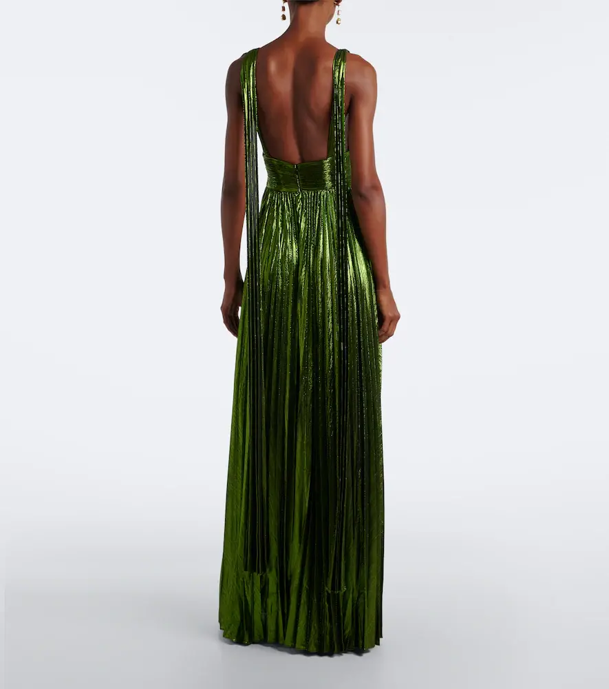 Retrofête Retrofête Perindo plissé lamé gown | Thumbnail 3 Retrofête Retrofête Perindo plissé lamé gown | Thumbnail 3