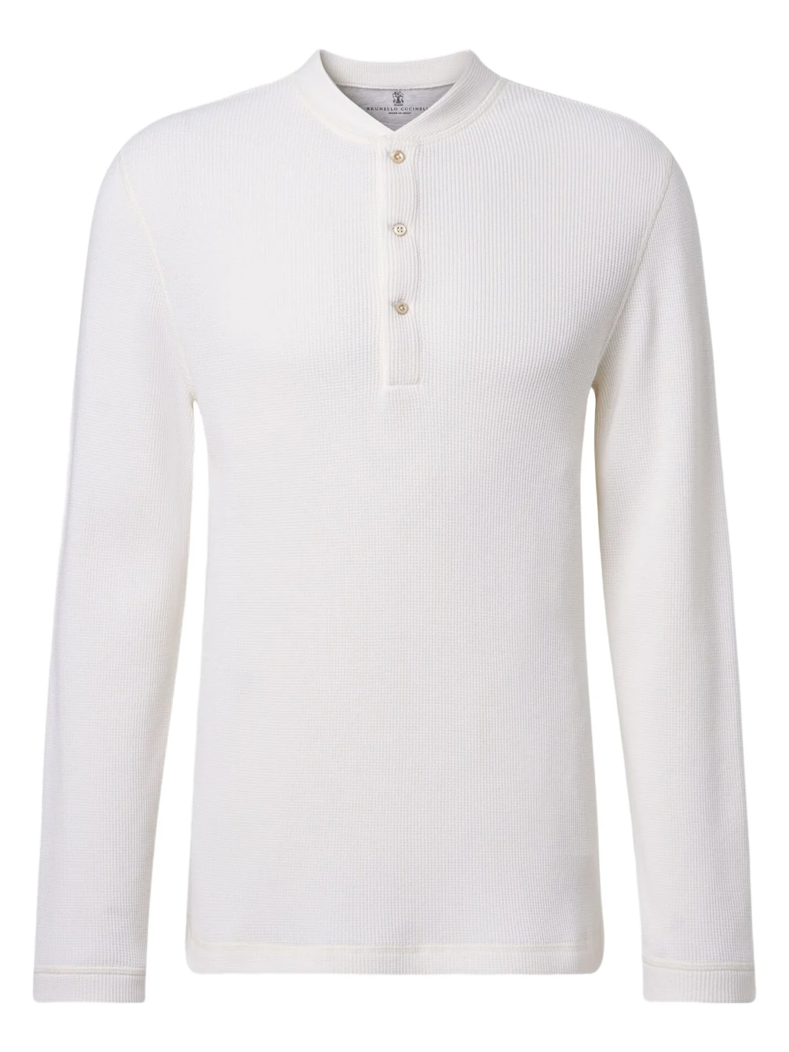 Brunello Cucinelli Waffle-knit cotton and cashmere Henley shirt