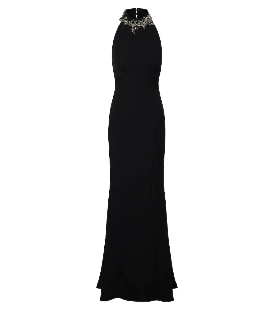 Lark embellished halterneck crêpe gown Lark embellished halterneck crêpe gown