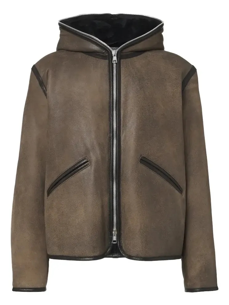 Our Legacy Hooded shearling-lined leather jacket
