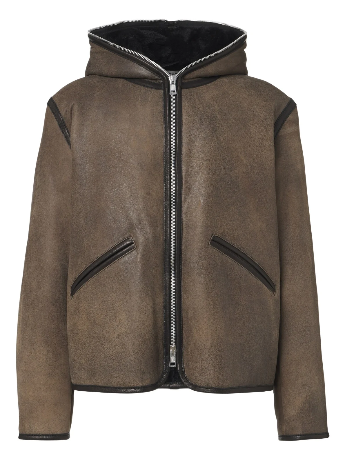 Our Legacy Hooded shearling-lined leather jacket