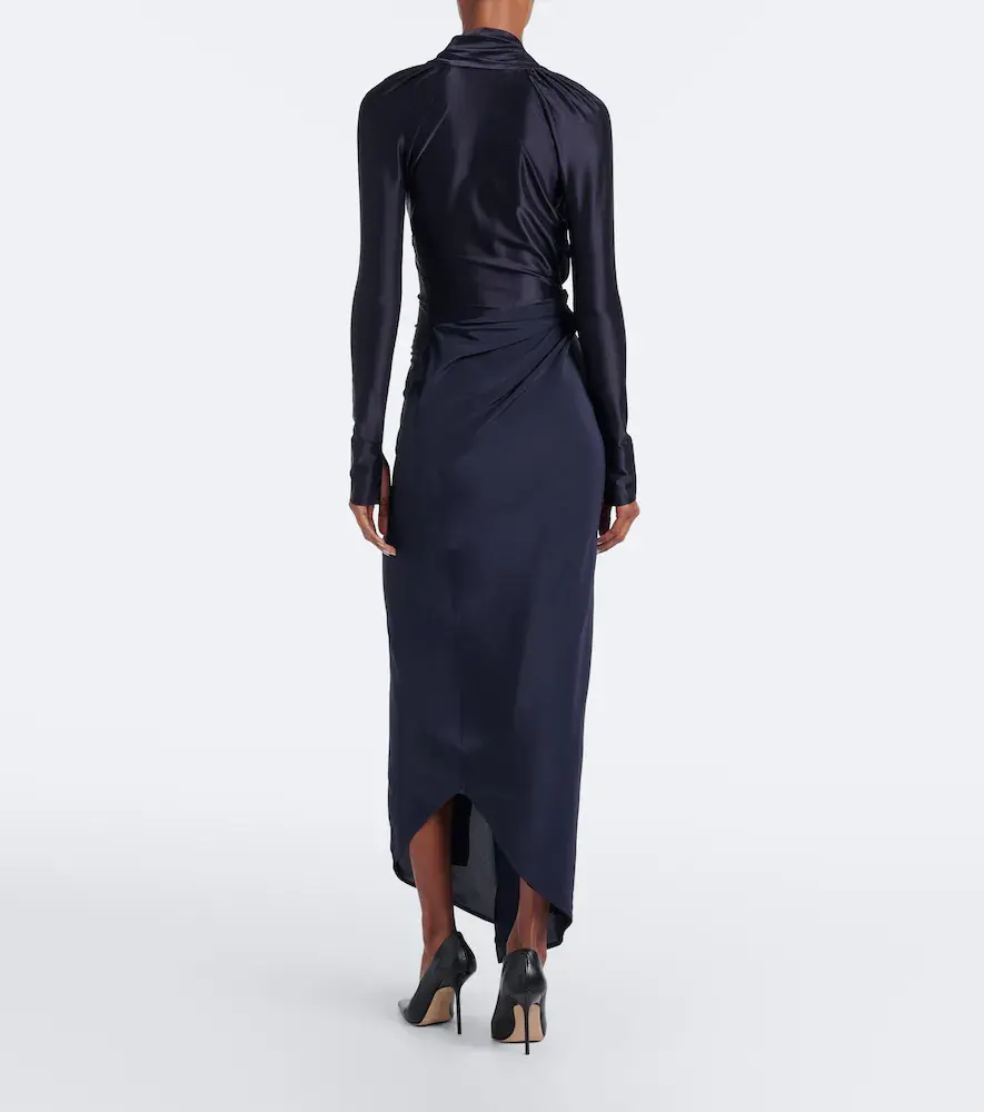 Victoria Beckham Lea draped silk-trimmed jersey maxi dress | Thumbnail 7