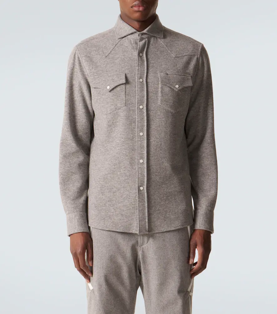 Brunello Cucinelli Cashmere and cotton-blend shirt | Thumbnail 5
