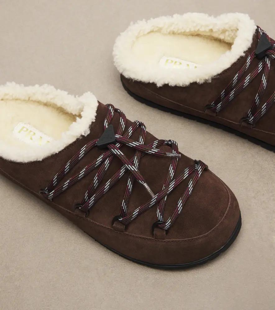 Prada Shearling-lined suede mules | Thumbnail 2 Prada Shearling-lined suede mules | Thumbnail 2