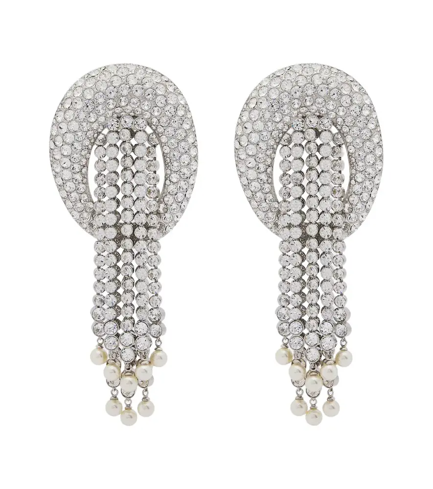 Valentino Garavani Crystal-embellished faux pearl clip-on earrings | Image 1 Valentino Garavani Crystal-embellished faux pearl clip-on earrings | Image 1