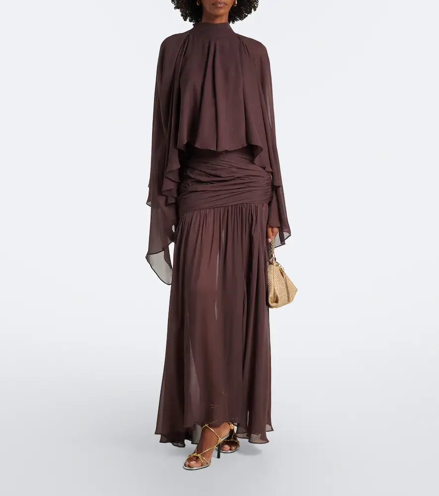 DE LA VALI Amaya gathered chiffon maxi skirt | Thumbnail 2
