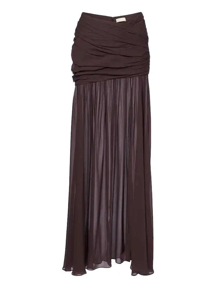 DE LA VALI Amaya gathered chiffon maxi skirt