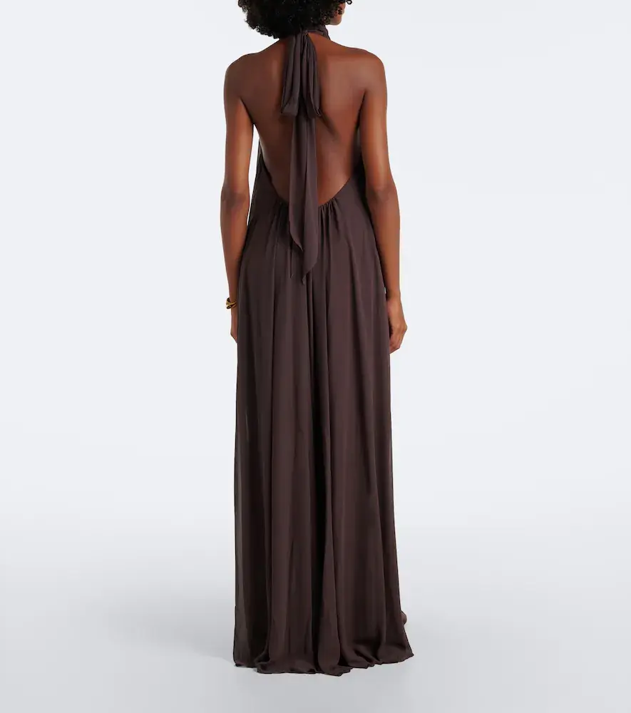 DE LA VALI Adela halterneck chiffon maxi dress | Thumbnail 3