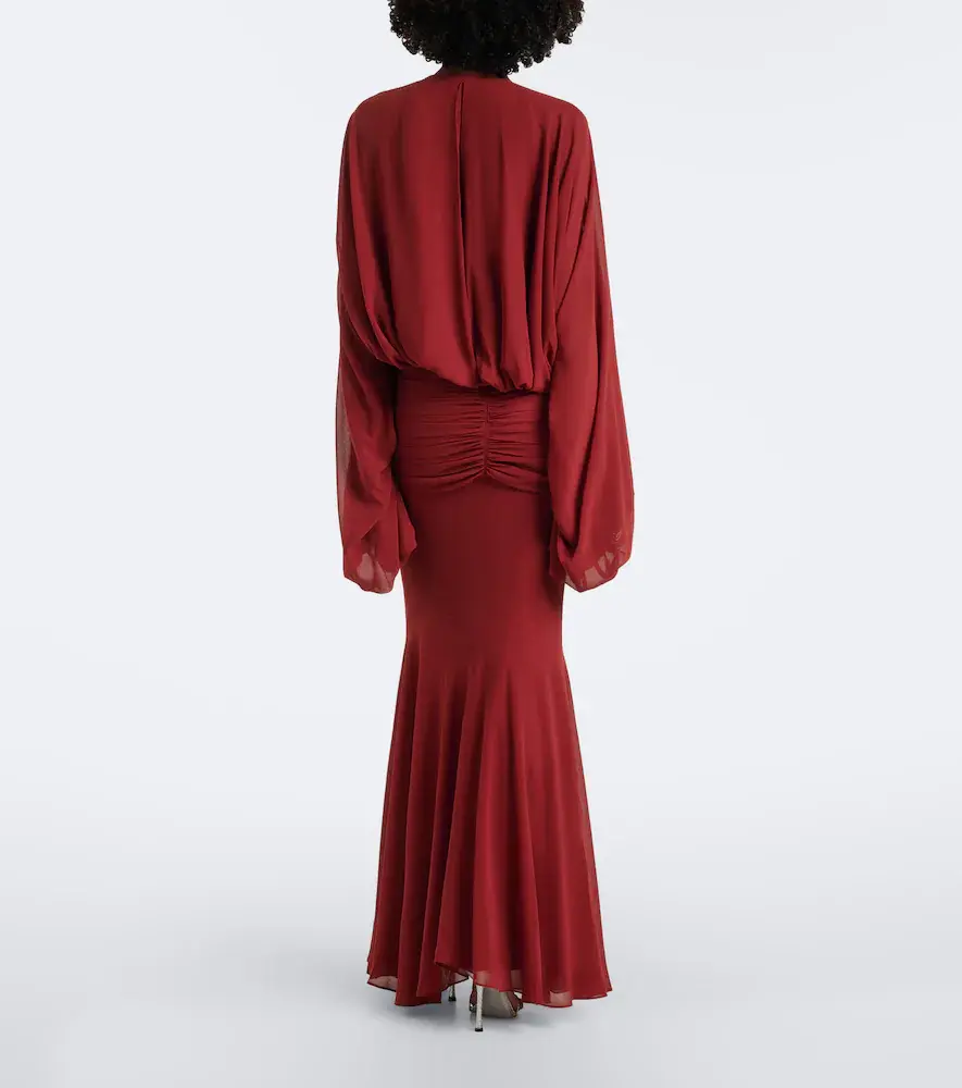 DE LA VALI Eulalia gathered chiffon maxi dress | Thumbnail 2