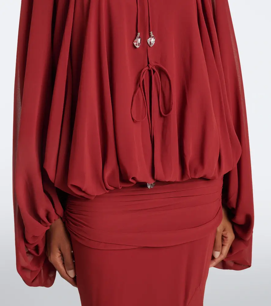 DE LA VALI Eulalia gathered chiffon maxi dress | Thumbnail 3