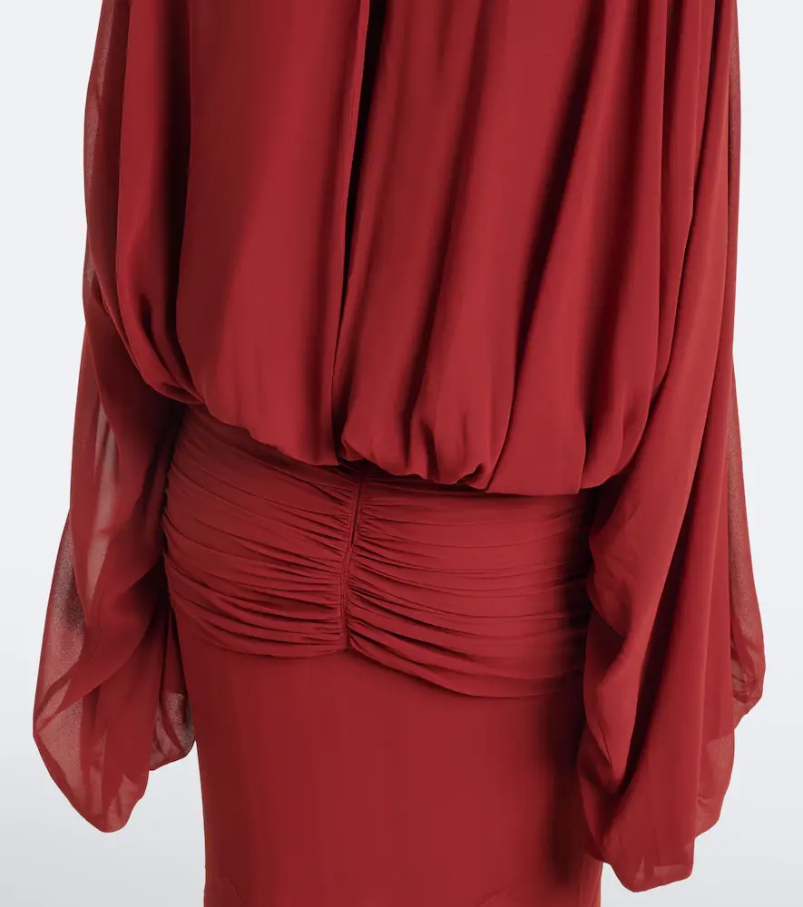DE LA VALI Eulalia gathered chiffon maxi dress | Thumbnail 4