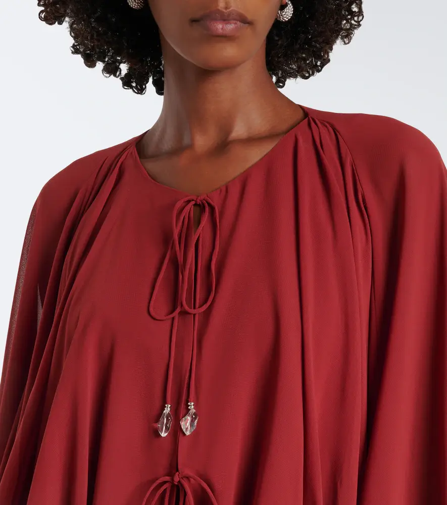 DE LA VALI Eulalia gathered chiffon maxi dress | Thumbnail 6