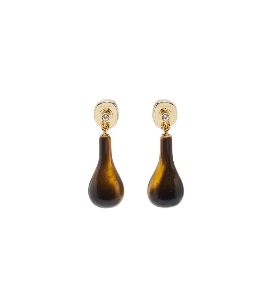 TOTEME Tiger's Eye Swarovski-embellished drop earrings | Image 1 TOTEME Tiger's Eye Swarovski-embellished drop earrings | Image 1
