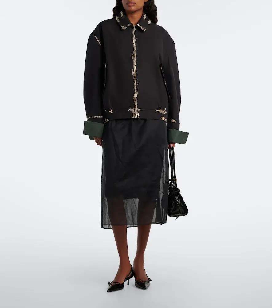 Prada Houndstooth devoré cotton blouson jacket | Thumbnail 7
