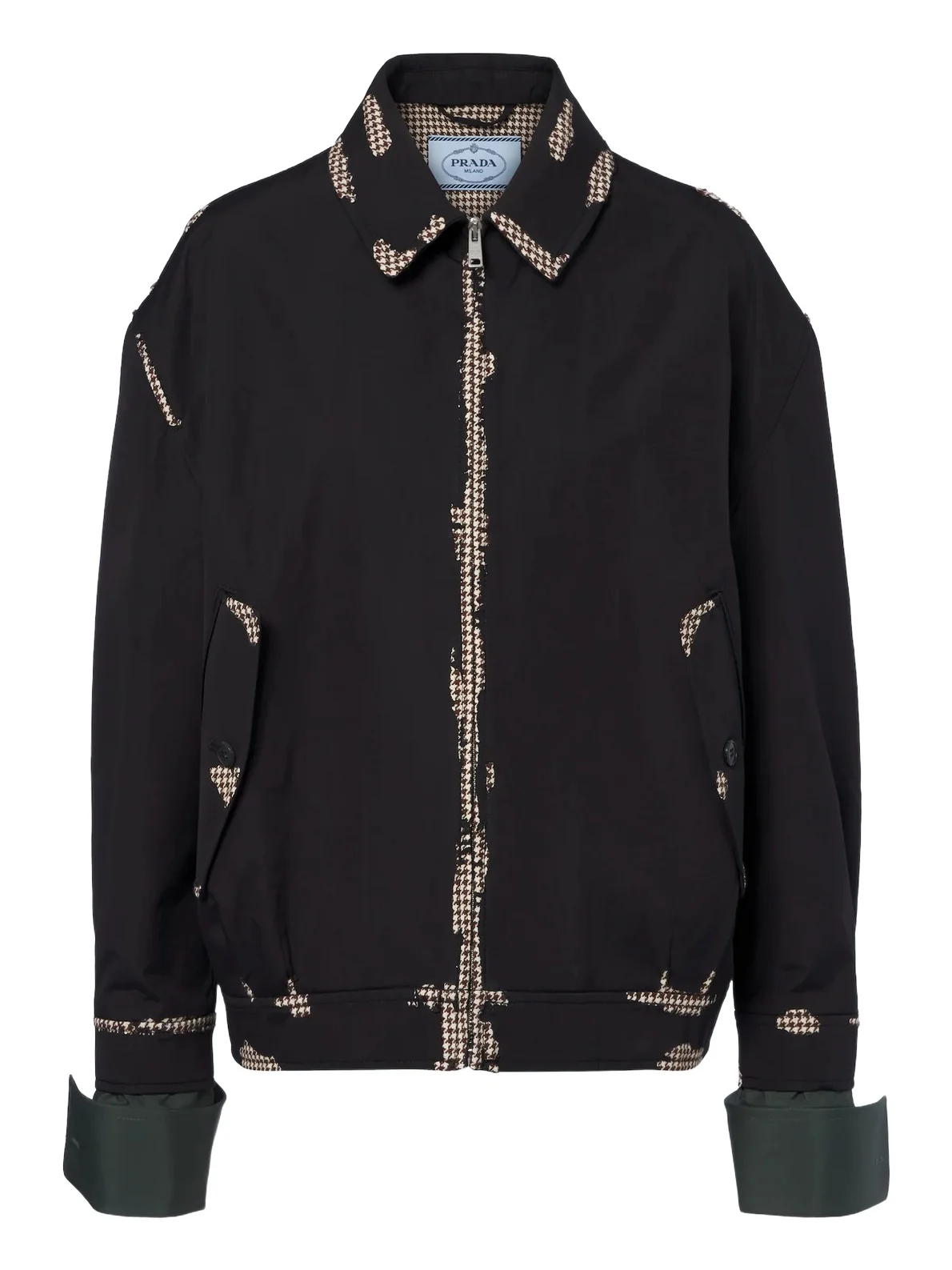 Prada Houndstooth devoré cotton blouson jacket