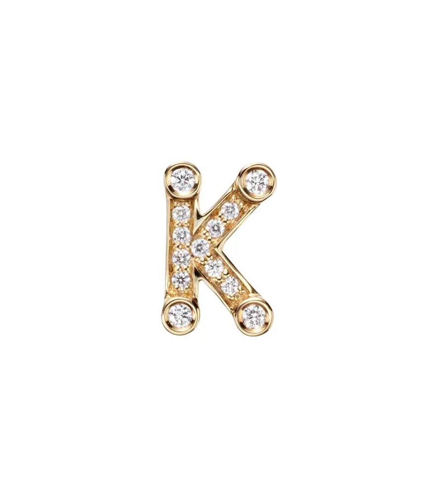 Sophie Bille Brahe Initial Petite K 18kt gold single earring with diamonds | Image 1 Sophie Bille Brahe Initial Petite K 18kt gold single earring with diamonds | Image 1