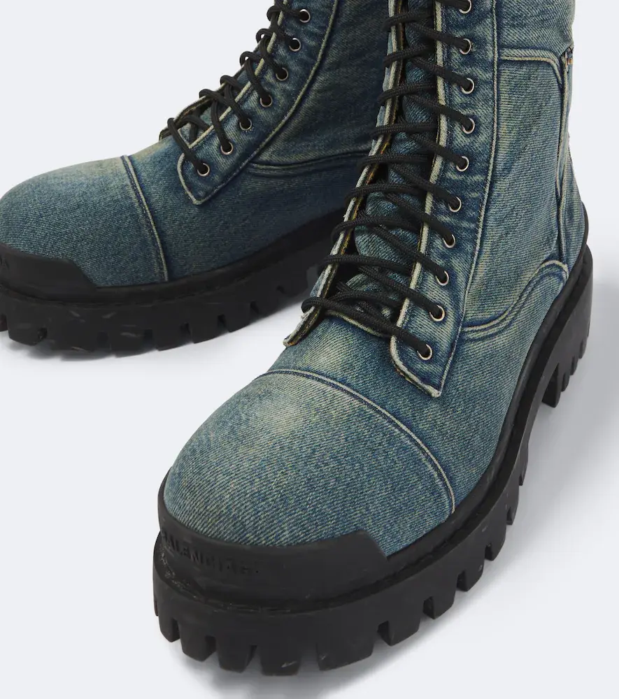 Balenciaga Combat Strike denim lace-up boots | Thumbnail 2