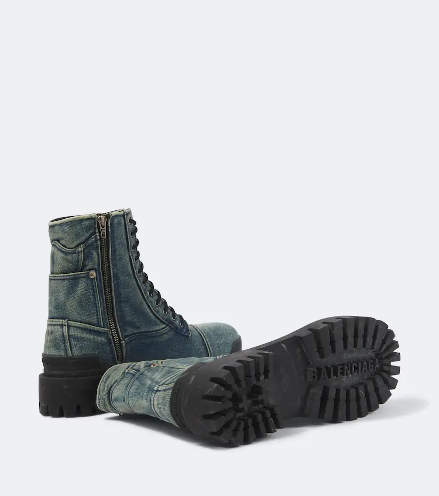 Balenciaga Combat Strike denim lace-up boots | Thumbnail 4